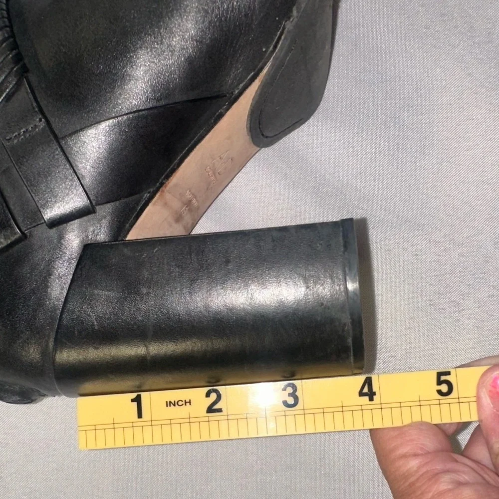 AD & DAUGHTERS Women's Size 7.5 Black Leather Declann Braided Chunky Heel Boot - Picture 14 of 15